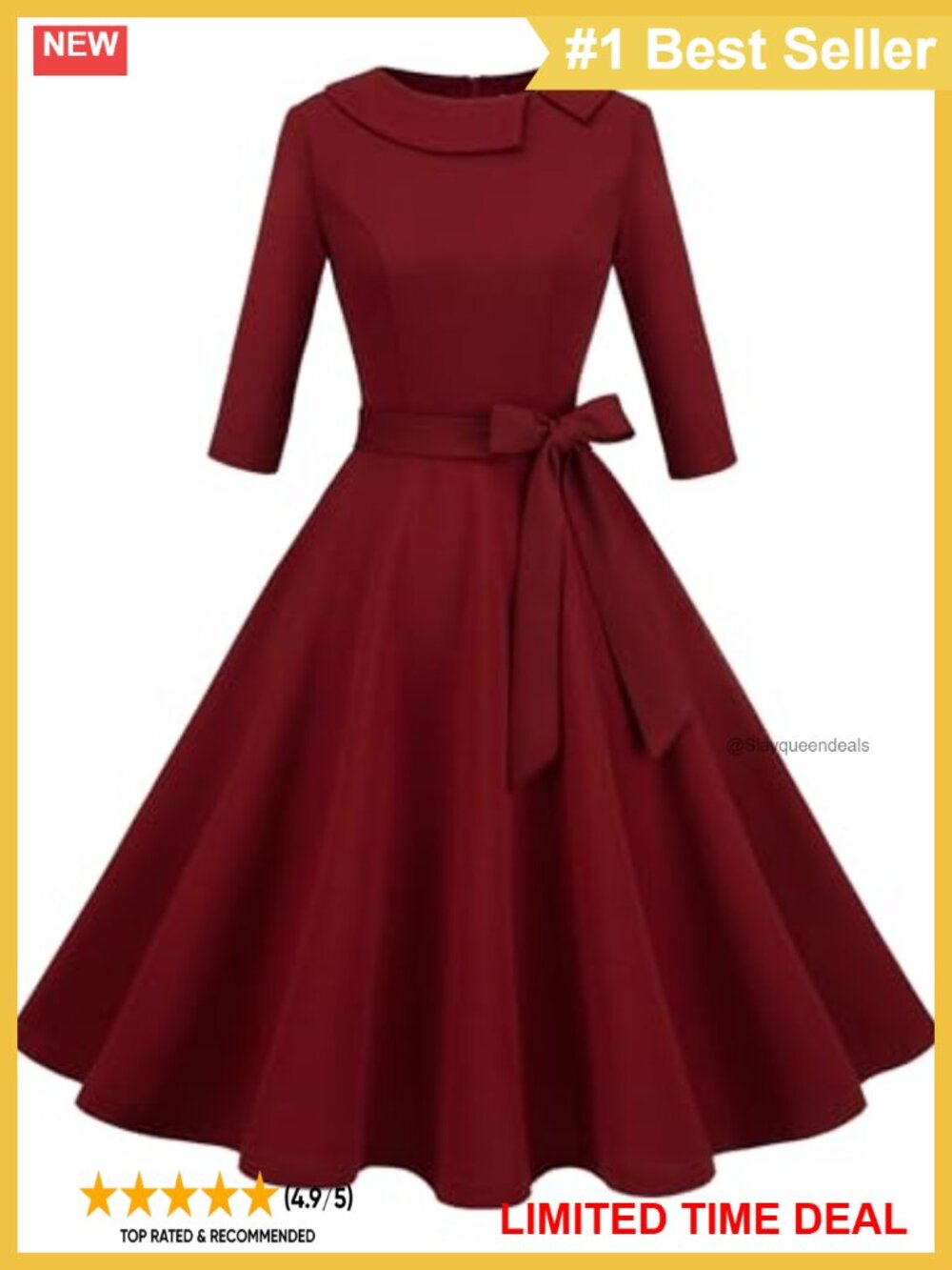 Vintage 1950s Cocktail Dress Peter Pan Collar 3/4 Sleeve A-Line Retro